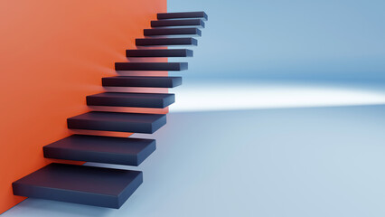 3D rendering of Abstract staircase, Stairs with steps on blank background, Business concept