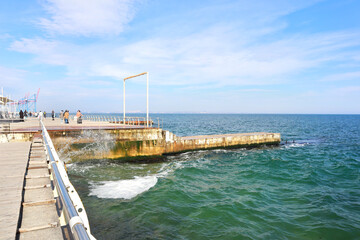 View of the pier on a sunny day in Odessa, Ukraine