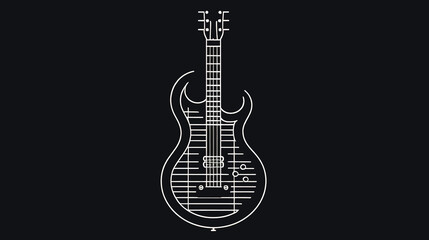 Minimalist illustration with an electric guitar, generative AI.