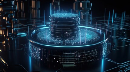 3D rendering of abstract technology concept. Futuristic cyberspace background,Abstract 3d rendering of data processing. Futuristic technology style.Generative Ai
