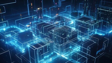 3D rendering of abstract technology concept. Futuristic cyberspace background,Abstract 3d rendering of data processing. Futuristic technology style.Generative Ai