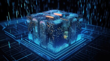 3D rendering of abstract technology concept. Futuristic cyberspace background,Abstract 3d rendering of data processing. Futuristic technology style.Generative Ai