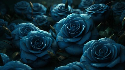 Blue Roses Background, Image Ai Generated