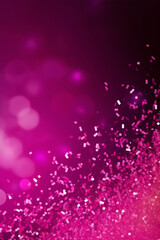 Beautiful abstract background with sparkles and copy space. Magenta backdrop with glitter, sequins. Celebration, festive, event. Bokeh effect. Trendy design. Generative AI.