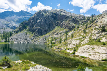 Reflection of the Mount Avic Lake, Aosta Valley,  Italy