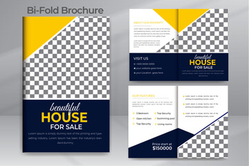 Real Estate Vector  Professional Real Estate Agency Bi Fold Brochure Design Template