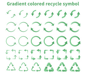リサイクル、サイクル、循環、エコロジー、更新のイメージのアイコンセット（グリーンのグラデーション） - obrazy, fototapety, plakaty