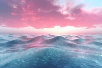 Wave of water and clouds in pastel colors and a pink and blue hues, with a light pink and blue hued background of a white and pink. Generative ai