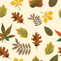 Seamless pattern of fall leaves