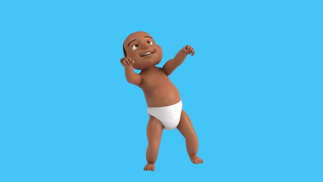Fun 3D cartoon baby dancing (with alpha channel included)