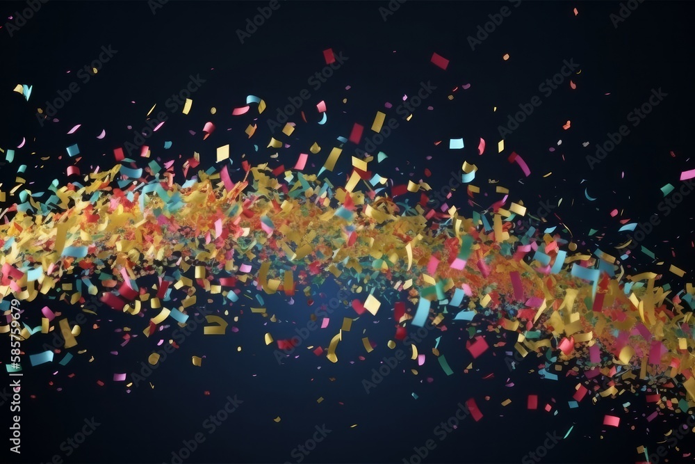 Poster Abstract color particles on black background, close-up. Generative ai