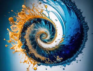 Radial spiral water splash background created with Generative AI technology