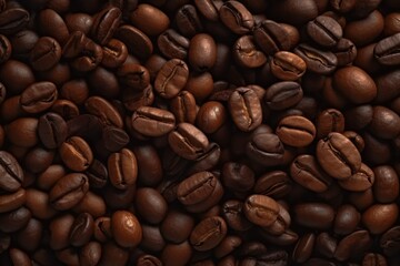 Obraz premium Delicious fresh roasted coffee beans in a pile, slowly rotating. Generative ai