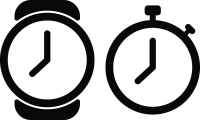 Set of stopwatch icon on a white background. illustration. Timer symbol. Outline stopwatch icon. Alarm pictogram.
