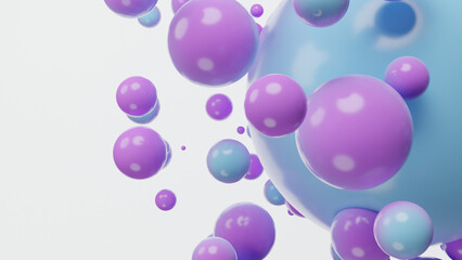 bunch of gradient spheres floating on a white background