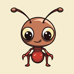 Cute Happy Ant Vector Illustration, Adorable Insect Art, Charming Design