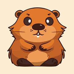Adorable Beaver Vector Illustration, Cute Woodland Animal Design