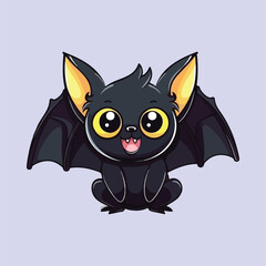 Cute Happy Bat Vector Illustration, Adorable Nocturnal Animal Art