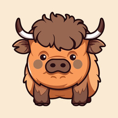 Cute Buffalo Illustration Vector: Adorable Bison Design Artwork