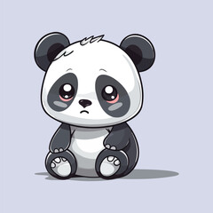 Cute Sad Panda Illustration Vector: Adorable Melancholy Bear Art