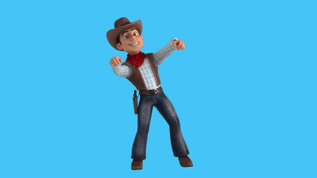 Fun 3D cartoon cowboy dancing (with alpha channel included)