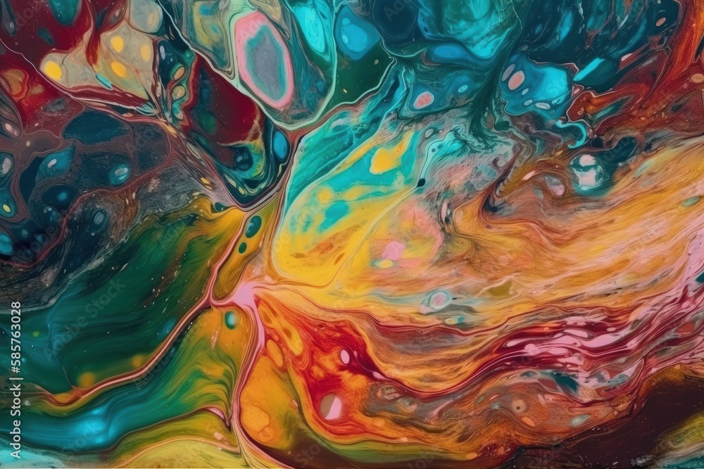 Aufkleber an abstract painting with colorful shapes and lines. generative ai