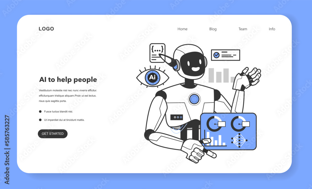 Poster neural network helping people with daily life and work tasks. self-learning