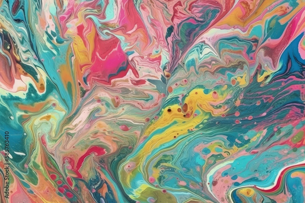 Poster an abstract painting with vibrant colors and unique shapes. generative ai