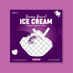 Special delicious ice cream Social Media post design or Instagram banner template