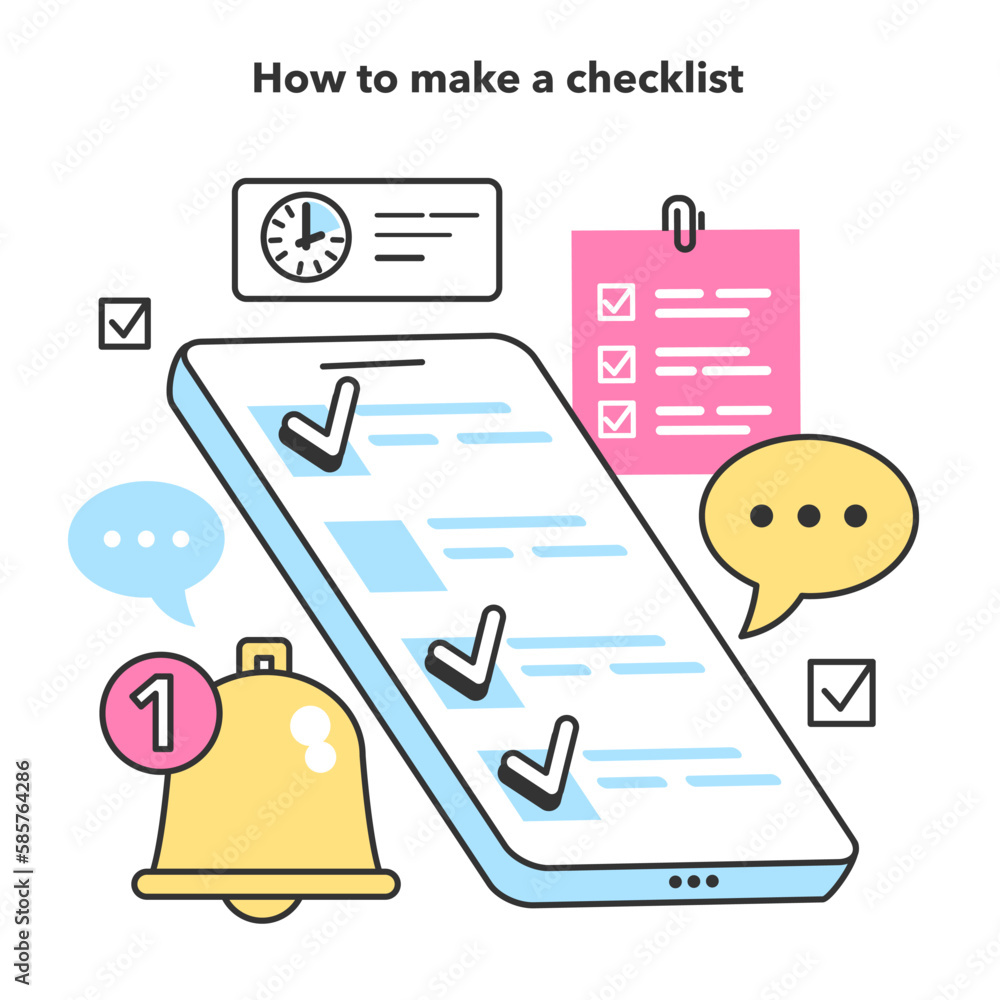 Aufkleber checklist making concept. planning the daily routine with a convenient