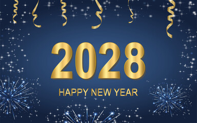 Happy New Year 2028 text design background.