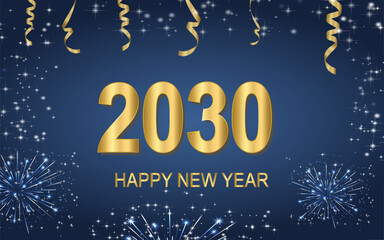 Happy New Year 2030 text design background.