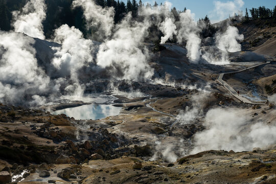 Geysers Vent out Steam in Bumpass Hell