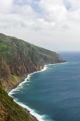 Fototapeta premium Cliffs at Atlantic Ocean in Madeira Island at spring