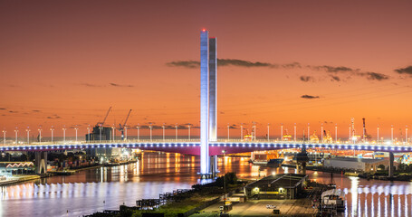 Melbourne's Docklands Bolte Bridge at night