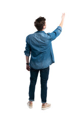 back view of a casual man standing on transparent background - 585766811