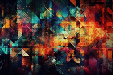 Obraz na płótnie Canvas vibrant and dynamic abstract background composed of multicolored squares. Generative AI