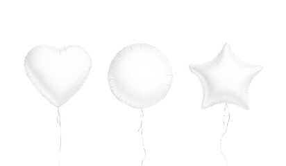 Blank white round, star, heart balloon flying mockup, isolated © Alexandr Bognat