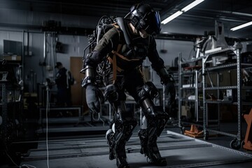 Fototapeta na wymiar Person wearing an exoskeleton suit