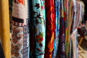 colored fabrics in oriental style