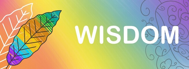 Wisdom Colorful Leaf Muted Gradient Text Horizontal