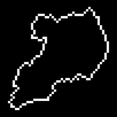 Fototapeta premium Pixel map of Uganda. Vector illustration.