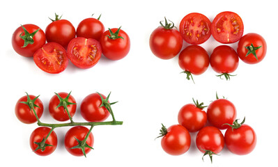 Pomidory koktajlowe na białym tle