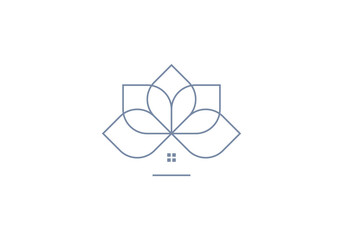 home flower logo with line style