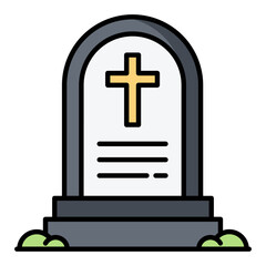 Fototapeta premium Grave Stone Line Color Icon