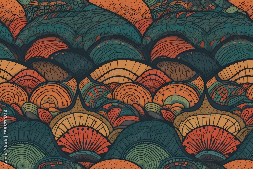 Poster an abstract painting with vibrant colors and various shapes. generative ai