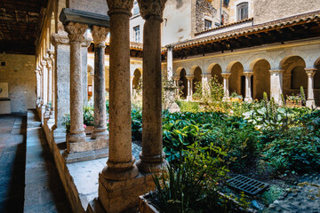 The medieval cloister of Saint Andre le Bas church in the old town of Vienne, in the south of...