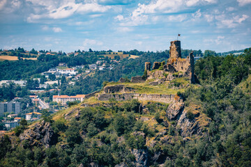 Fototapeta na wymiar View on the ruins of the medieval fortress of La Batie in the city of Vienne in the south of France (Isere)