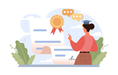 High school or college graduation. Celebration and diploma awarding