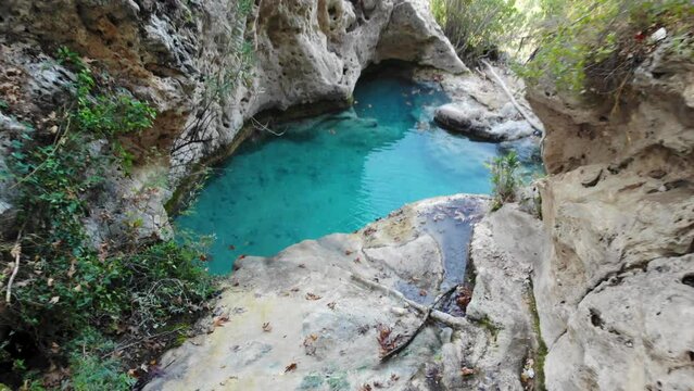 Drone view of Antalya Kral Pool U&ccedil;arsu waterfall